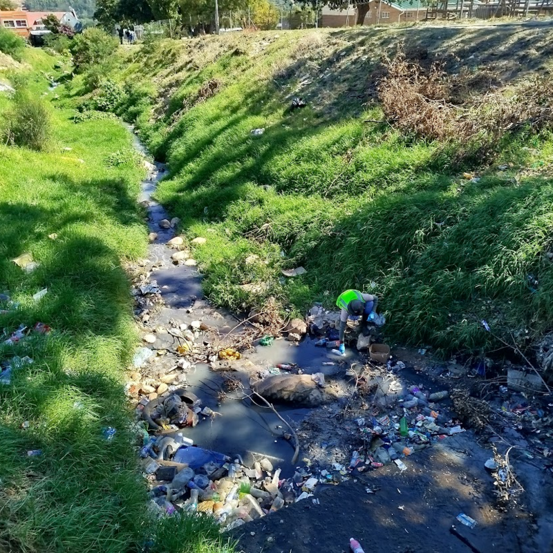 The Stiebeuel River is treated as a convenient conduit for discarded wastewater and solid waste